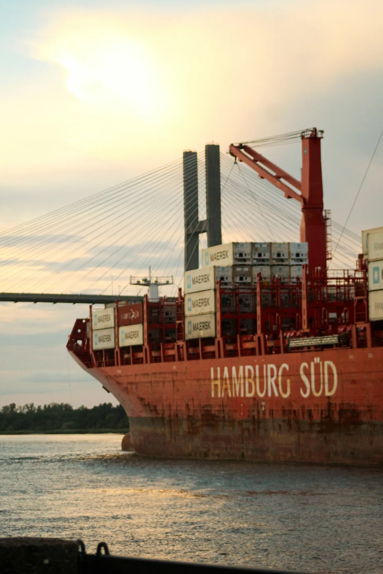 Bulk cargo vessel moving through open water