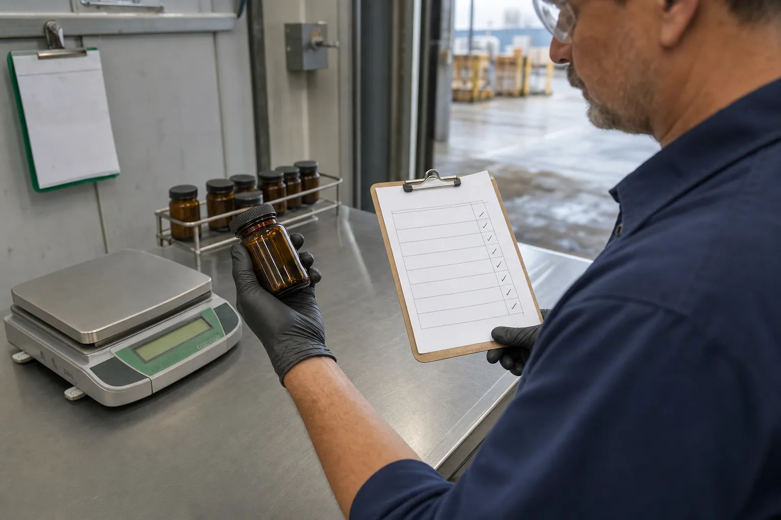Quality-control review of a chemical sample and technical documentation