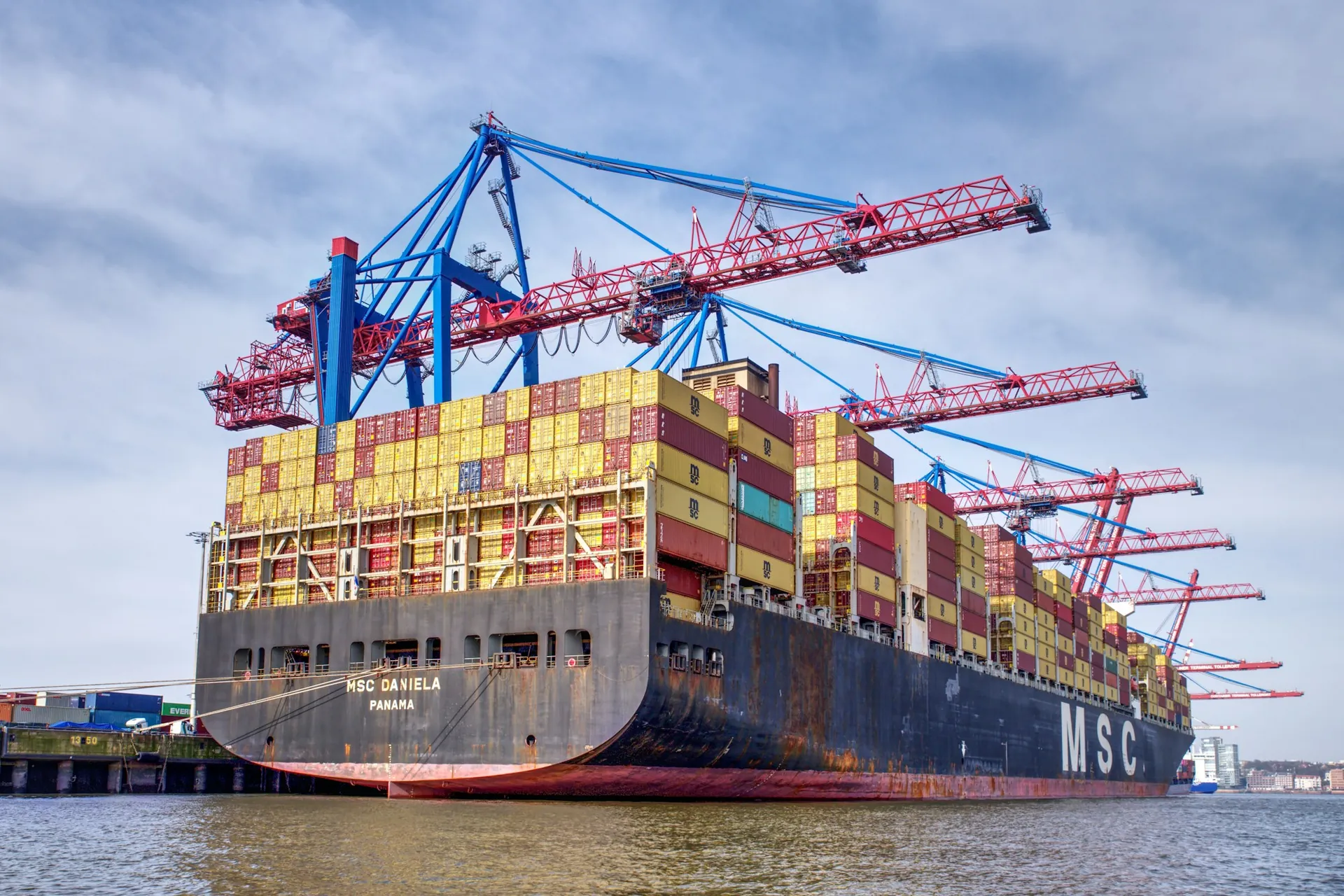 Cargo vessel at an international port