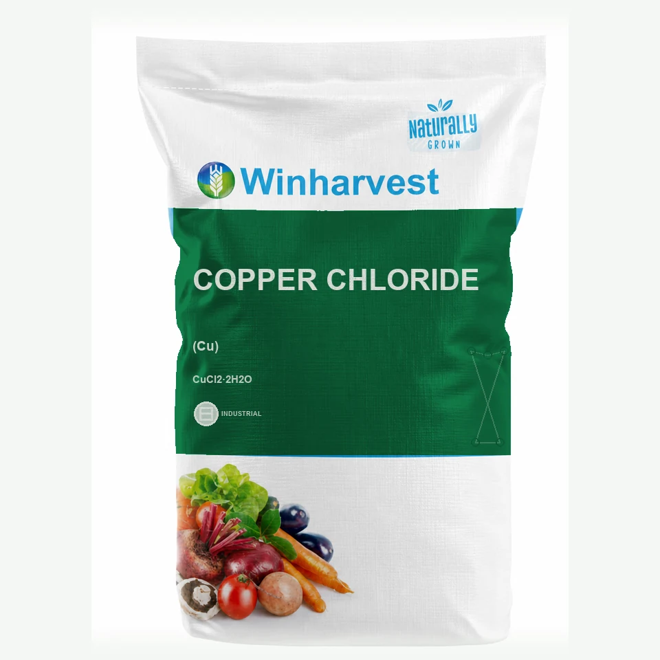 WinHarvest small-pack sack representative packaging for Copper Chloride, printed with its controlled category theme, dynamic product icons, analysis and formula information; not an approved product-specific packaging photograph