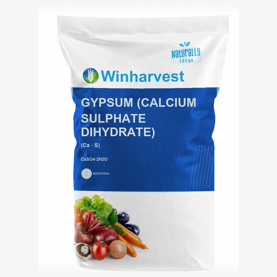 WinHarvest small-pack sack representative packaging for Gypsum (Calcium Sulphate Dihydrate), printed with its controlled category theme, dynamic product icons, analysis and formula information; not an approved product-specific packaging photograph