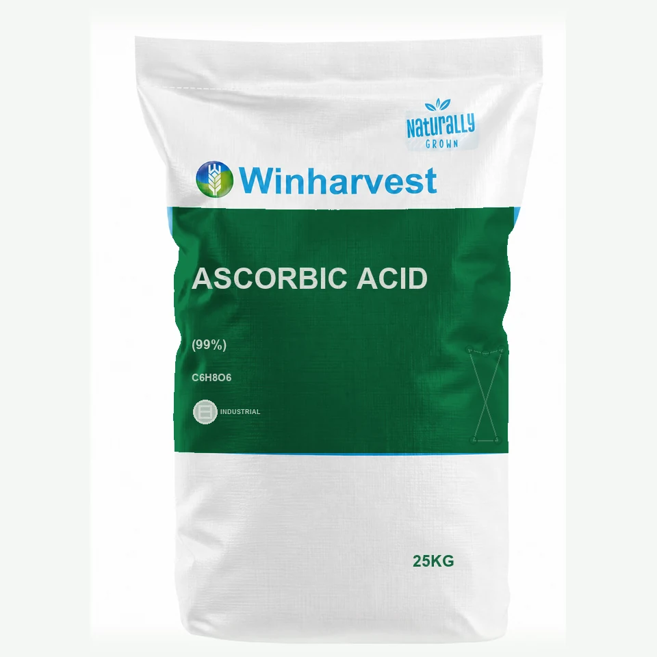 WinHarvest small-pack sack representative packaging for Ascorbic Acid, printed with its controlled category theme, dynamic product icons, analysis and formula information; not an approved product-specific packaging photograph