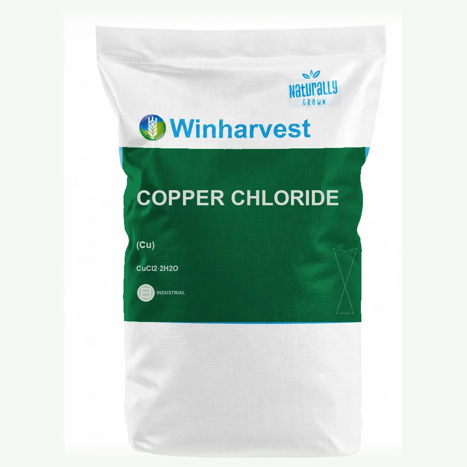 WinHarvest small-pack sack representative packaging for Copper Chloride, printed with its controlled category theme, dynamic product icons, analysis and formula information; not an approved product-specific packaging photograph