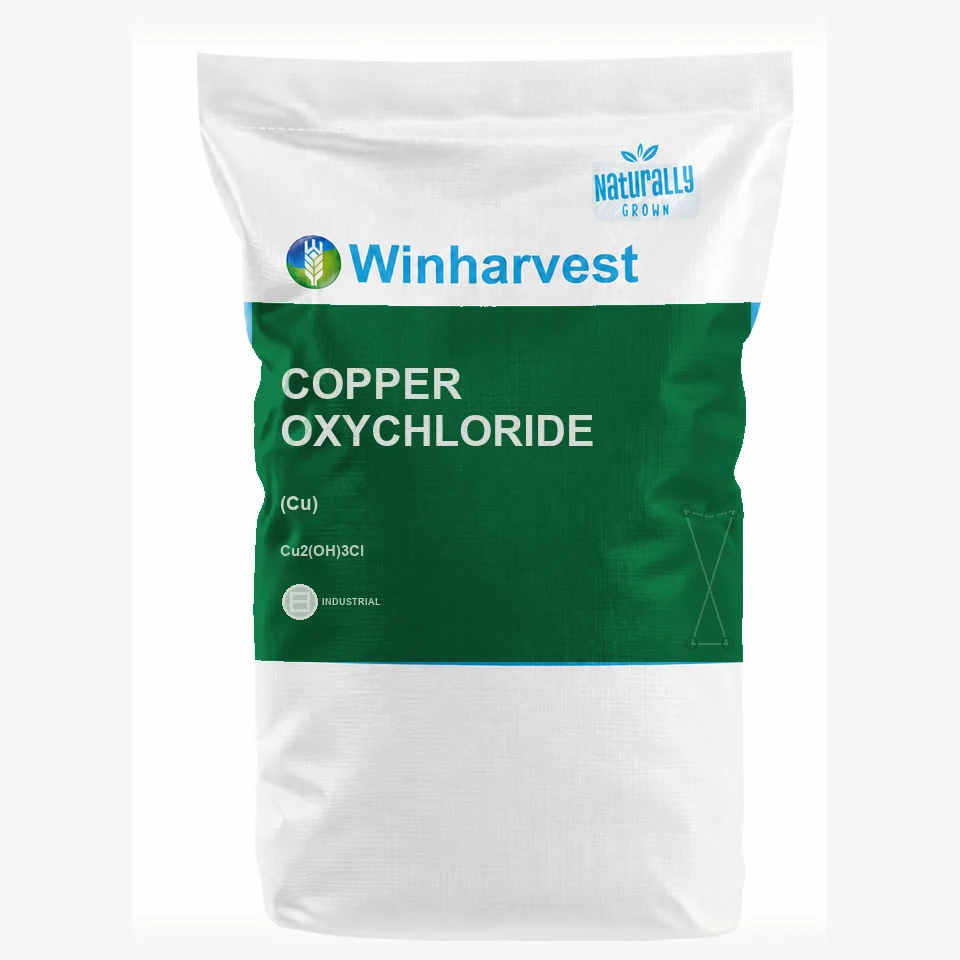 WinHarvest small-pack sack representative packaging for Copper OxyChloride, printed with its controlled category theme, dynamic product icons, analysis and formula information; not an approved product-specific packaging photograph