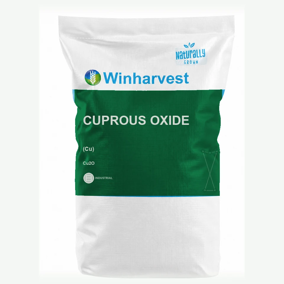 WinHarvest small-pack sack representative packaging for Cuprous Oxide, printed with its controlled category theme, dynamic product icons, analysis and formula information; not an approved product-specific packaging photograph