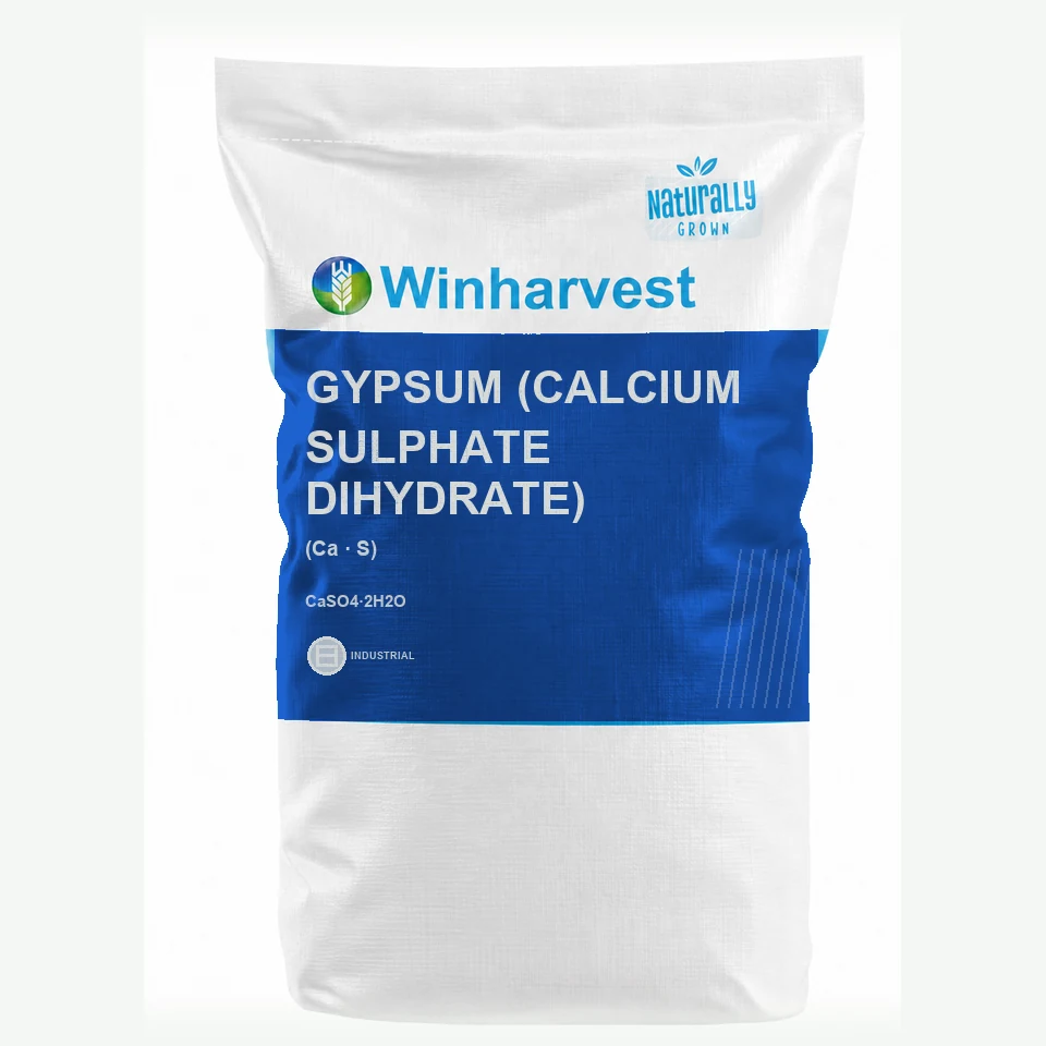 WinHarvest small-pack sack representative packaging for Gypsum (Calcium Sulphate Dihydrate), printed with its controlled category theme, dynamic product icons, analysis and formula information; not an approved product-specific packaging photograph