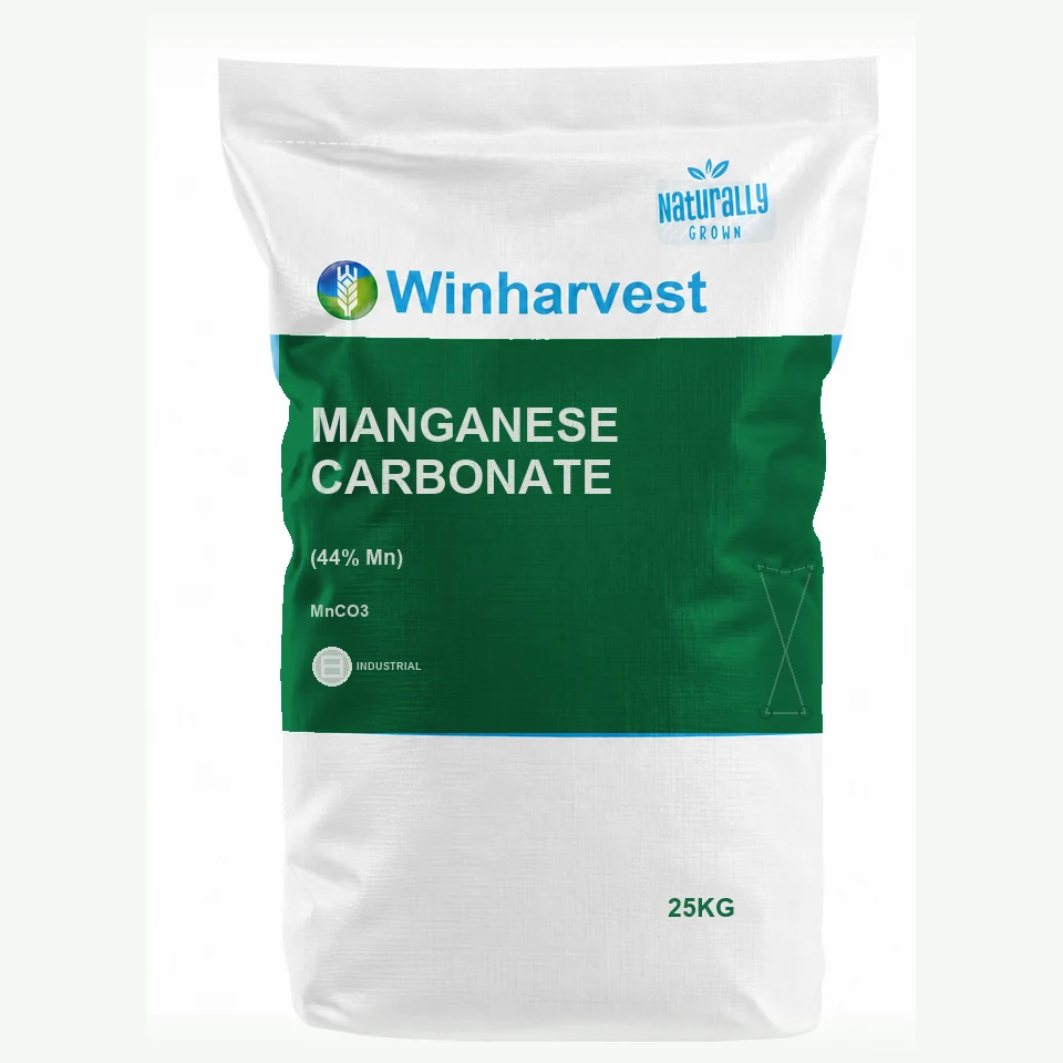 WinHarvest small-pack sack representative packaging for Manganese Carbonate, printed with its controlled category theme, dynamic product icons, analysis and formula information; not an approved product-specific packaging photograph
