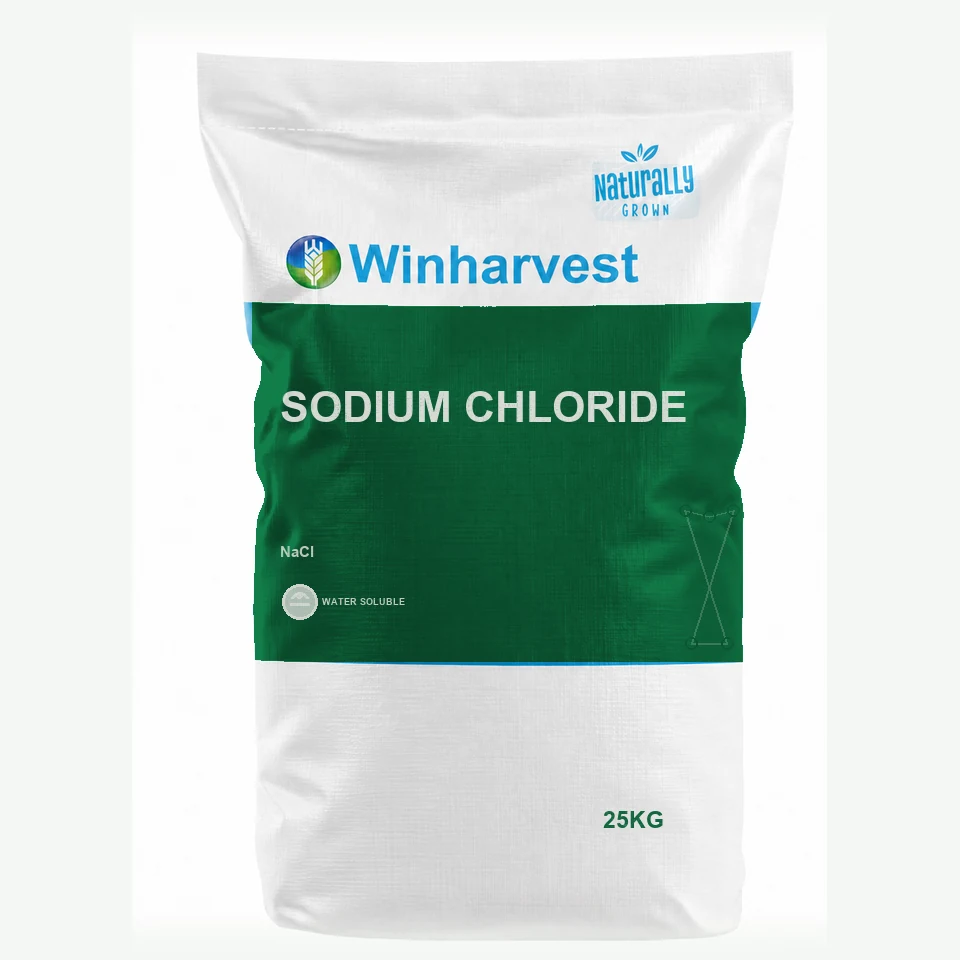 WinHarvest small-pack sack representative packaging for Sodium Chloride, printed with its controlled category theme, dynamic product icons, analysis and formula information; not an approved product-specific packaging photograph