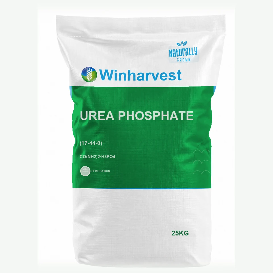 WinHarvest small-pack sack representative packaging for Urea Phosphate, printed with its controlled category theme, dynamic product icons, analysis and formula information; not an approved product-specific packaging photograph