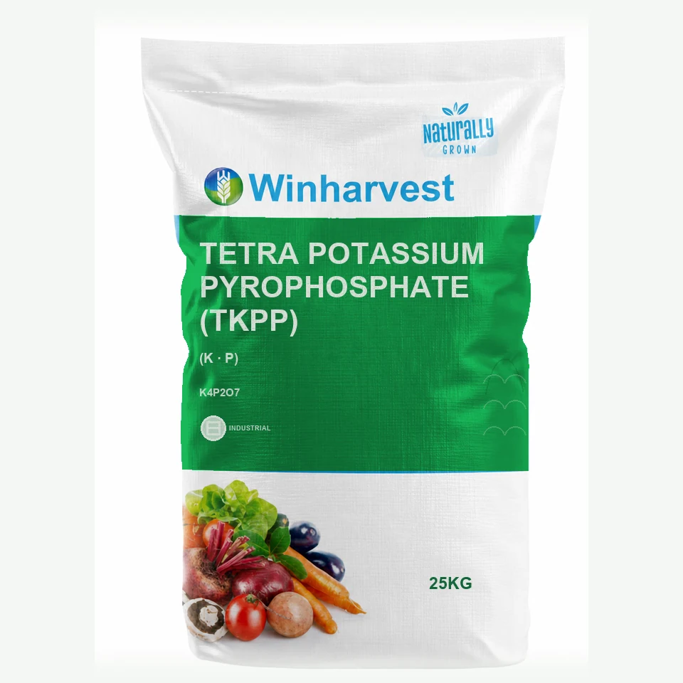 WinHarvest small-pack sack representative packaging for Tetra Potassium Pyrophosphate (TKPP), printed with its controlled category theme, dynamic product icons, analysis and formula information; not an approved product-specific packaging photograph