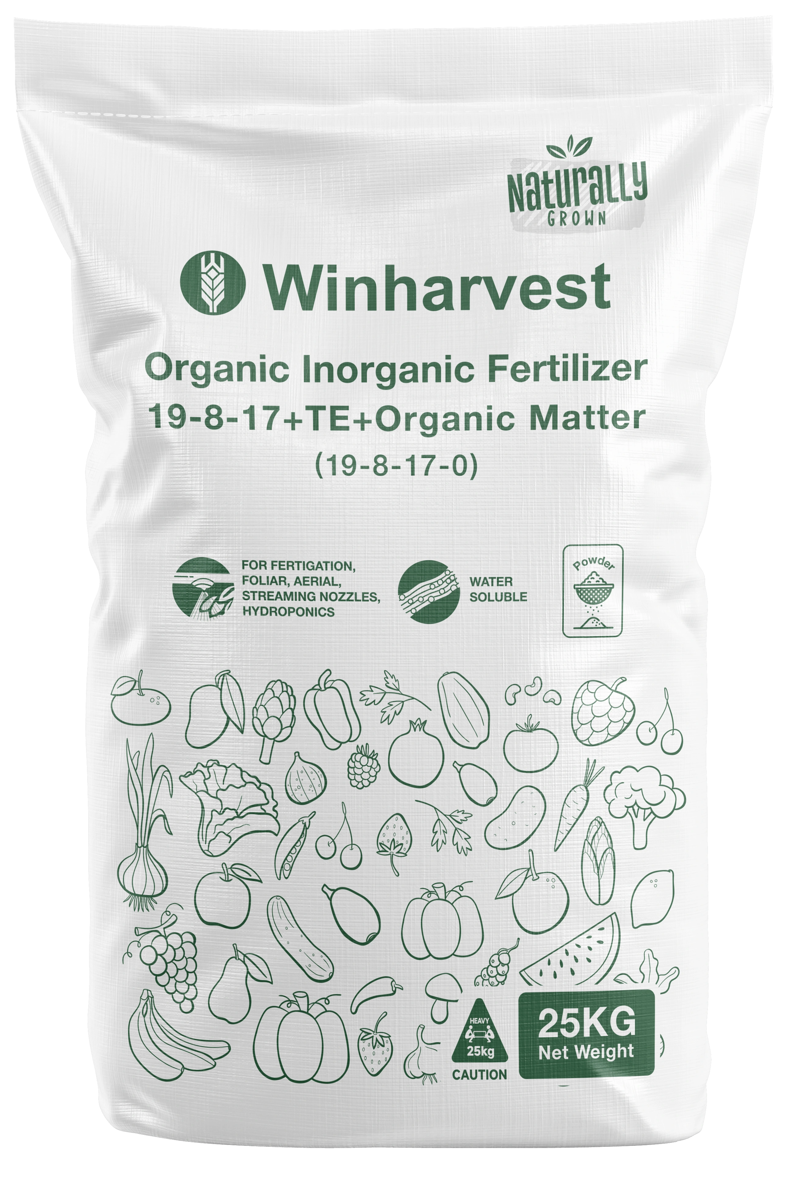 WinHarvest NPK 19-8-17+TE (+OM) (Soluble) approved product packaging